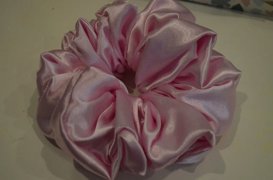 XL Pink Satin Scrunchies, adult scrunchies
