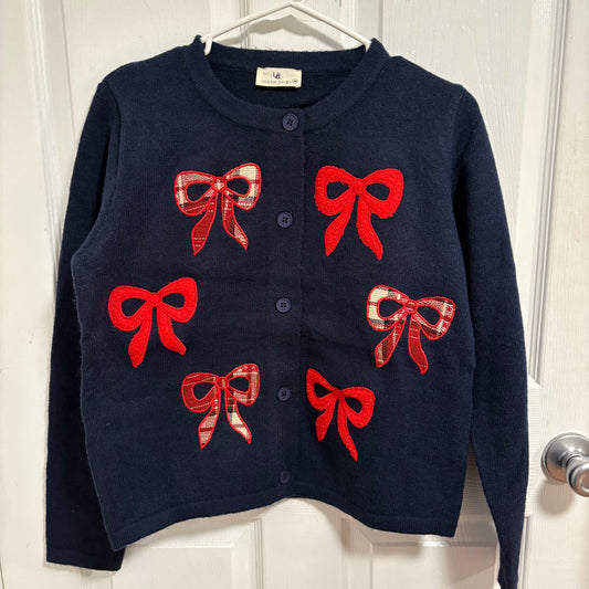 Textured Bow Knit Cardigan