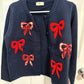 Textured Bow Knit Cardigan