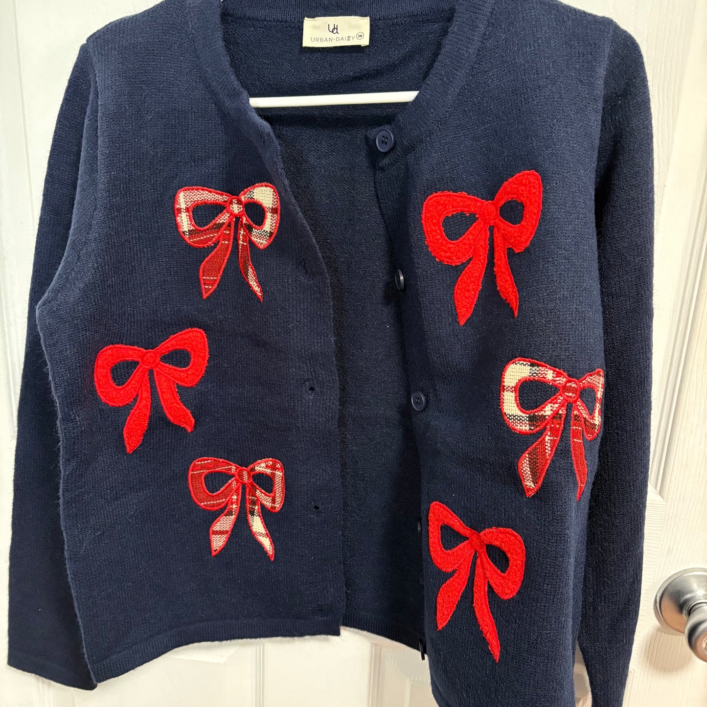 Textured Bow Knit Cardigan